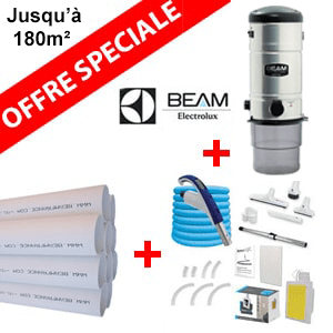 Pack Aspirateur central Beam 335 + 16m de tuyau + Kit flexible retractable retraflex de 12m
